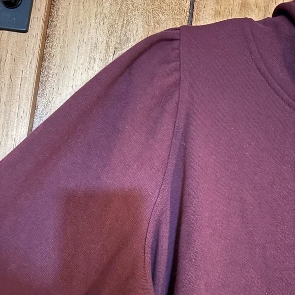Nine West Women’s Sweatshirt XXL Burgundy Hoodie Puff Sleeve - Picture 4 of 4